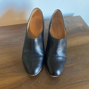 Dieppa Restrepo Lady Black Leather Booties With Woodblock Heel Size 8